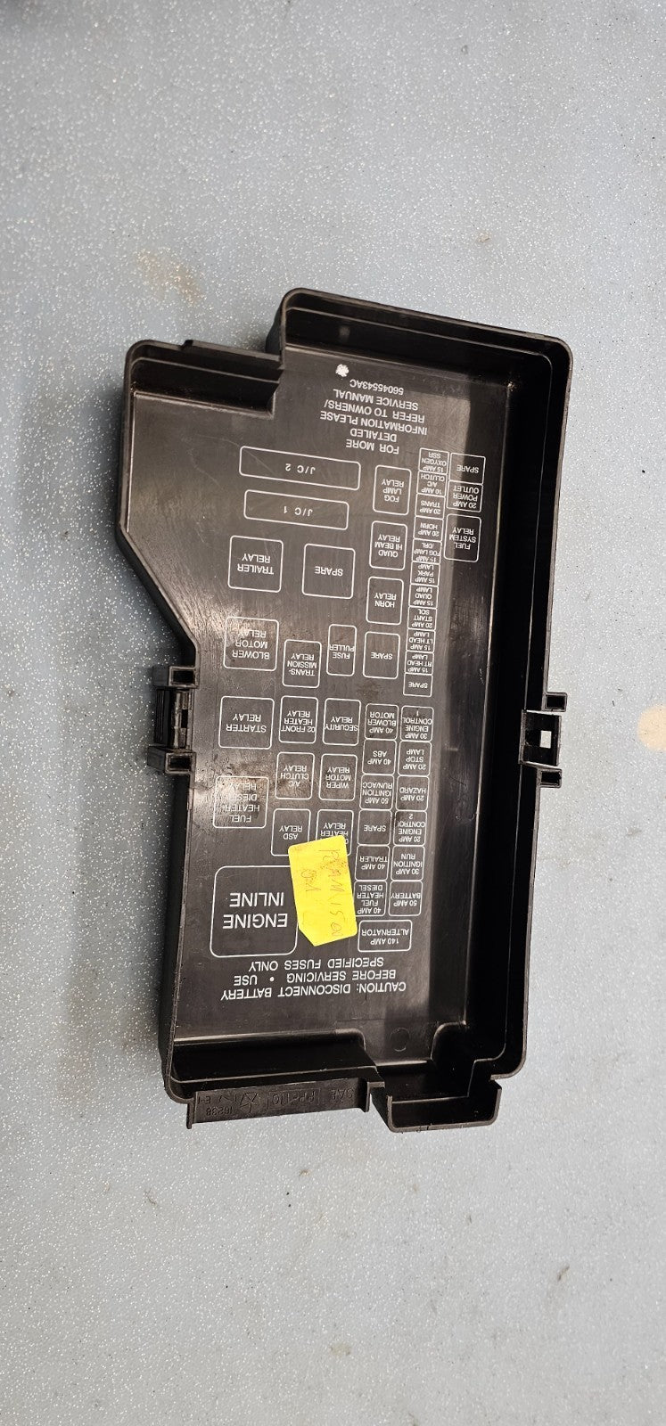 🔥98-01 Dodge Ram 1500 Relay Fuse Box Cover Lid Top Engine Bay Black OEM
