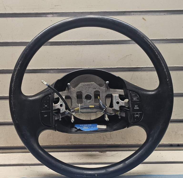 🔥97-03 Ford F150 F250 Expedition Leather Steering Wheel Cruise Cover Black OEM
