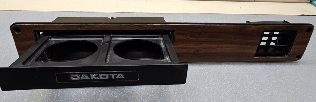 🔥87-96 Dodge Dakota Dash Slide Out Cup Holder & Bezel W/Vent Trim Woodgrain OEM