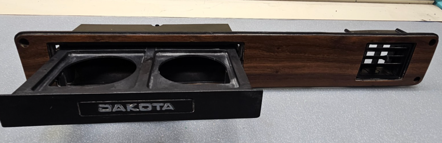 🔥87-96 Dodge Dakota Dash Slide Out Cup Holder & Bezel W/Vent Trim Woodgrain OEM