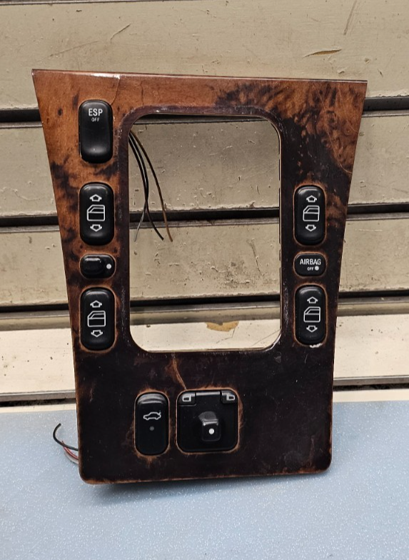 98-02 MERCEDES W210 C280 E55 C43 CENTER CONSOLE MASTER WINDOW SWITCH PANEL WOOD