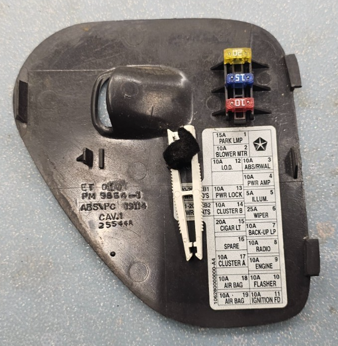 🔥98-01 Dodge RAM Fuse Box Access Door Cover Lid Cap Black