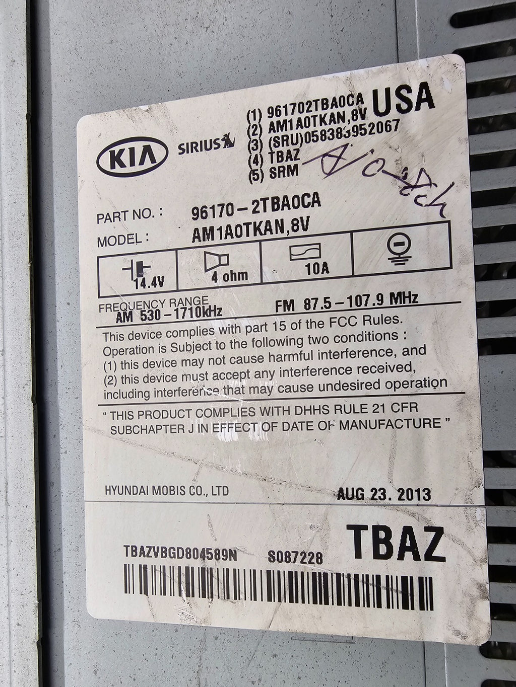 🔥2014-2016 Kia Optima Dash SAT Bluetooth AM FM Radio Receiver Player OEM