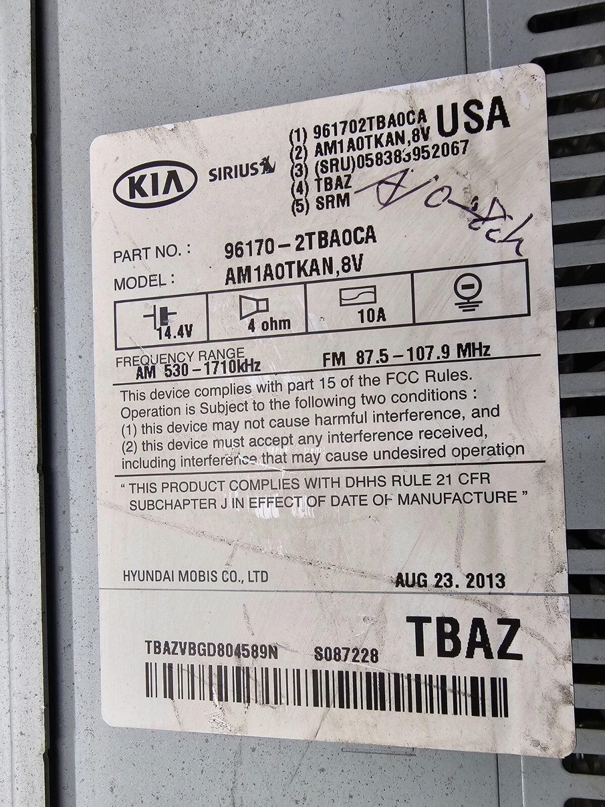 🔥2014-2016 Kia Optima Dash SAT Bluetooth AM FM Radio Receiver Player OEM