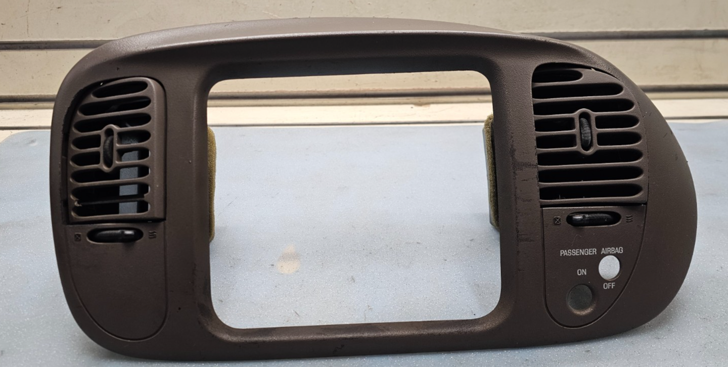 🔥97-03 Ford F150 Center Dash FM Radio Climate Trim Stereo BEZEL Panel DK TAN B1