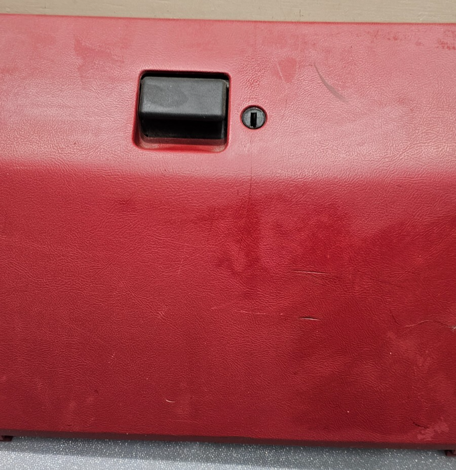 87-91 Ford F150 F250 F350 Dash Glove Box Storage Compartment Panel Assembly Red