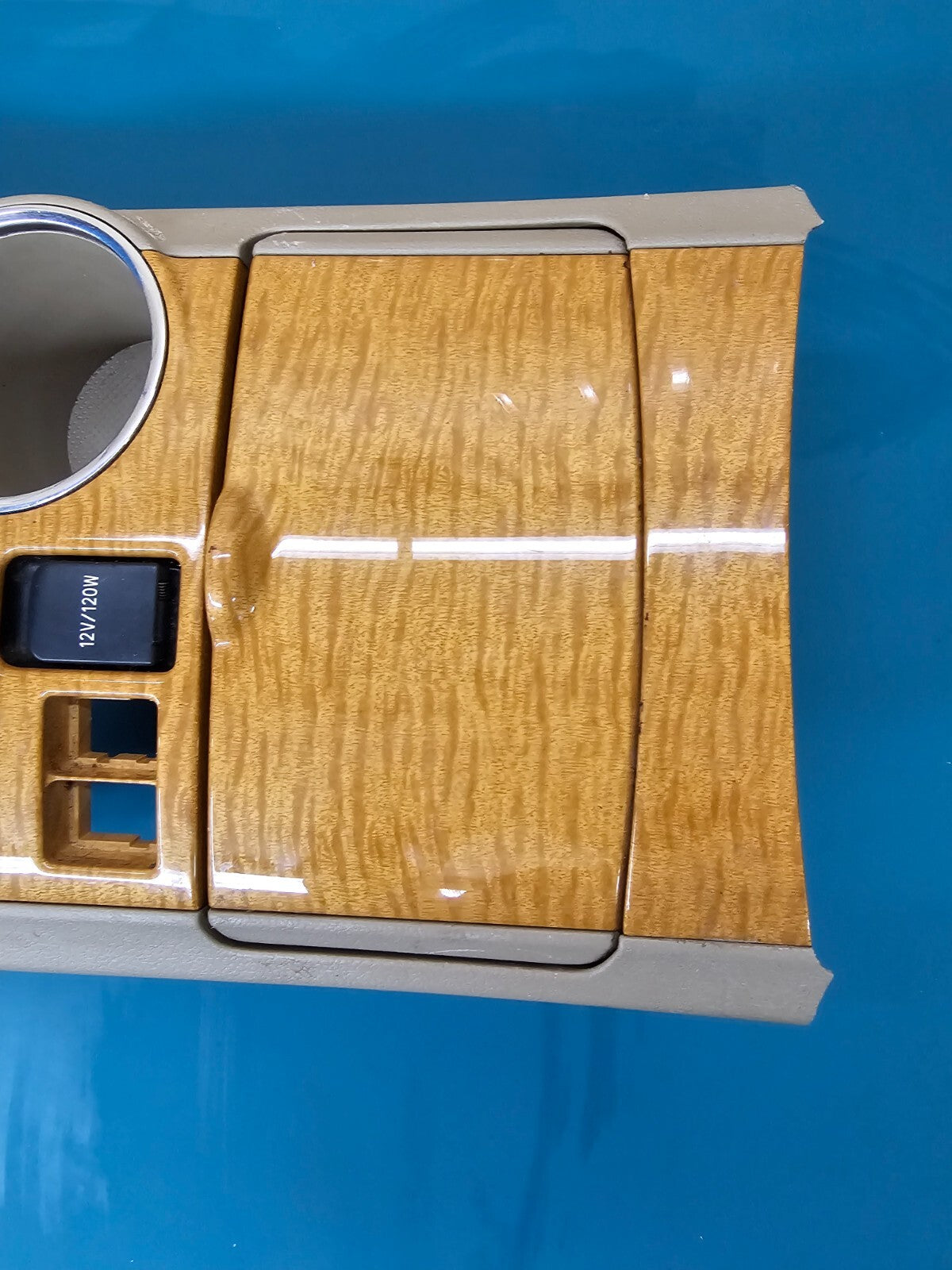 🔥08-10 HIGHLANDER FRONT CENTER SHIFTER BEZEL PANEL CUP DRINK HOLDER WOOD OEM