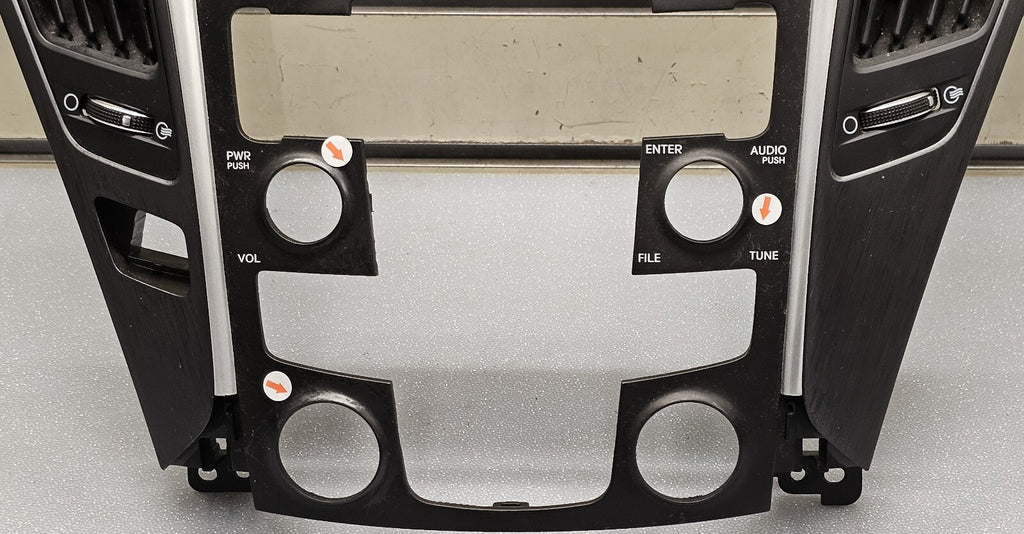 11-14 Hyundai Sonata Center Dash Radio Surround Bezel Trim Panel Climate Silver