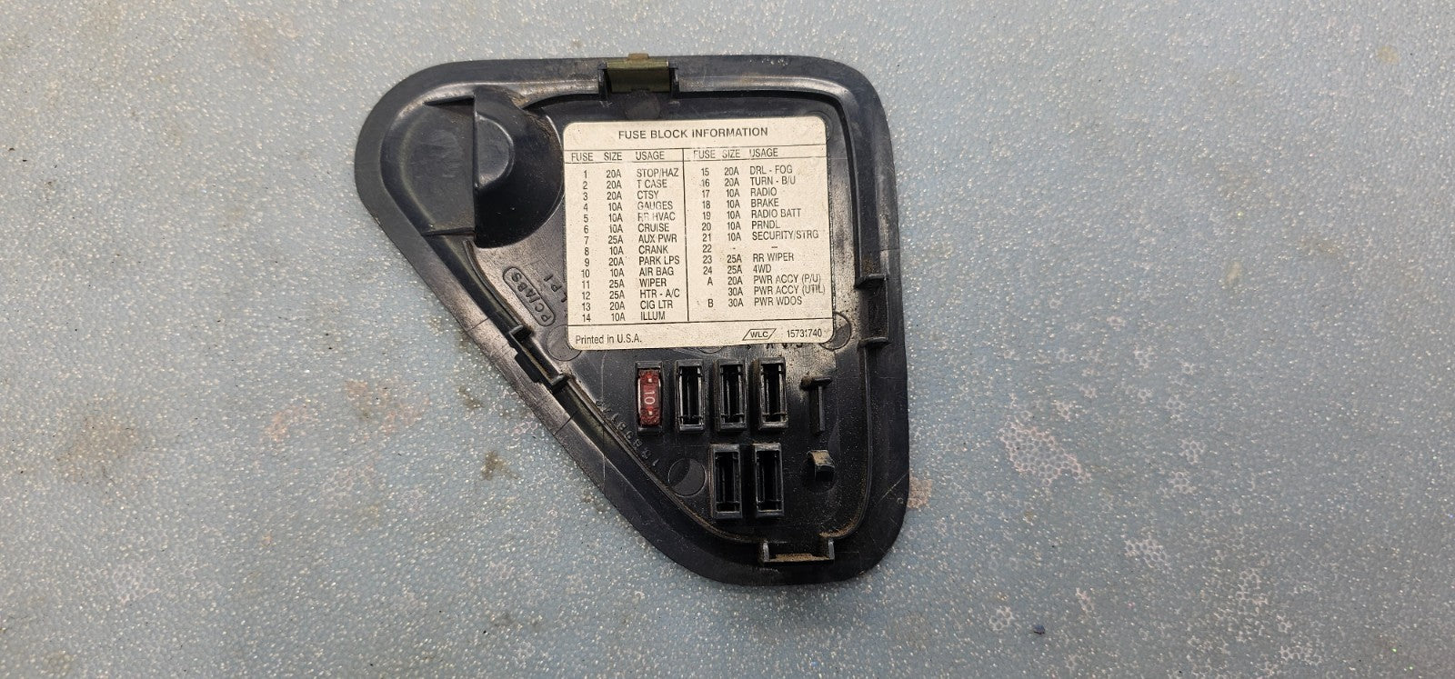 🔥95-99 Chevy GMC CK Tahoe Truck Dash Fuse Box Cover Lid Door Assembly Black