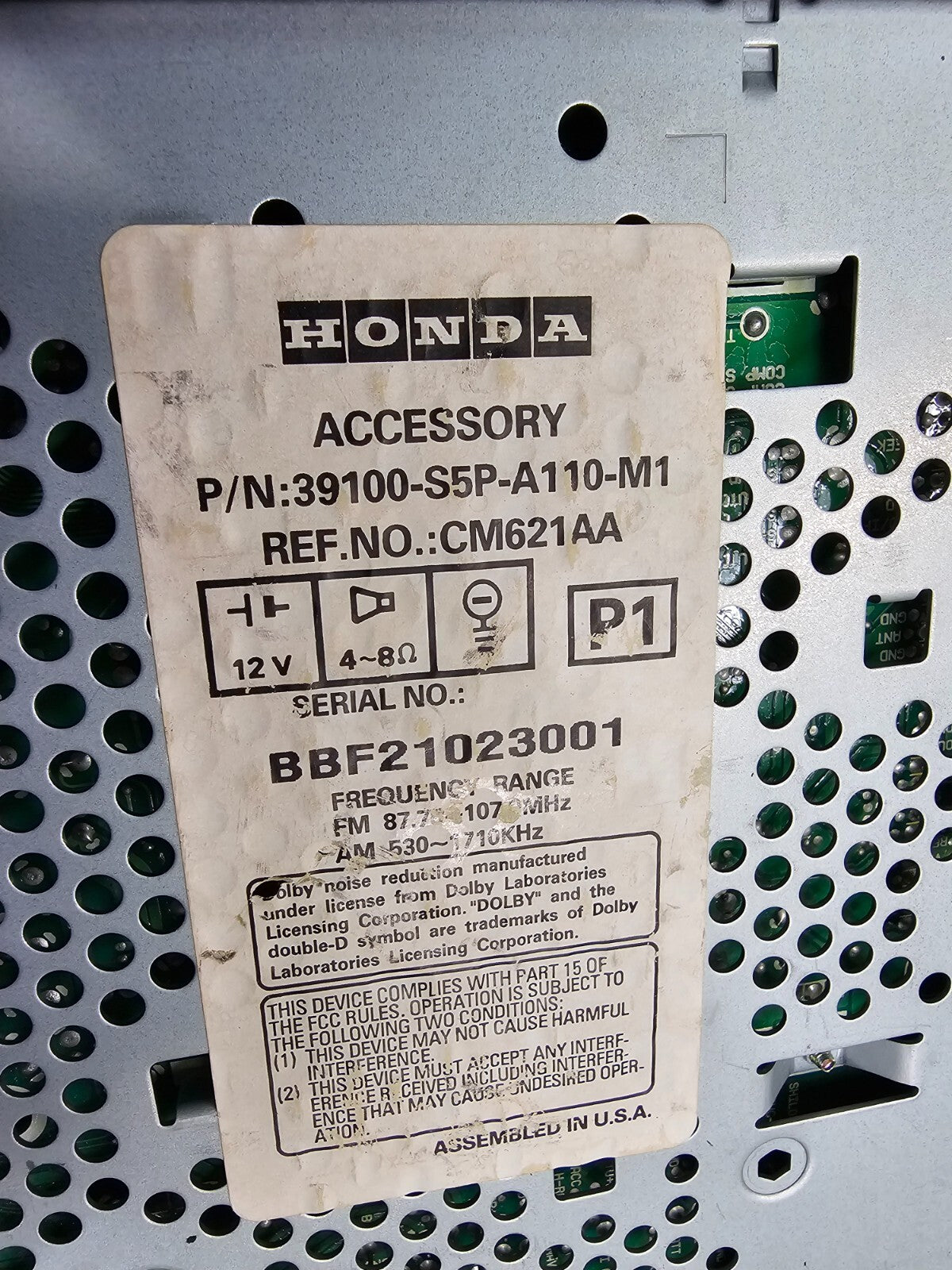 🔥01-02 Honda Civic Dash Center AM FM CD Radio Cassette Player Receiver OEM