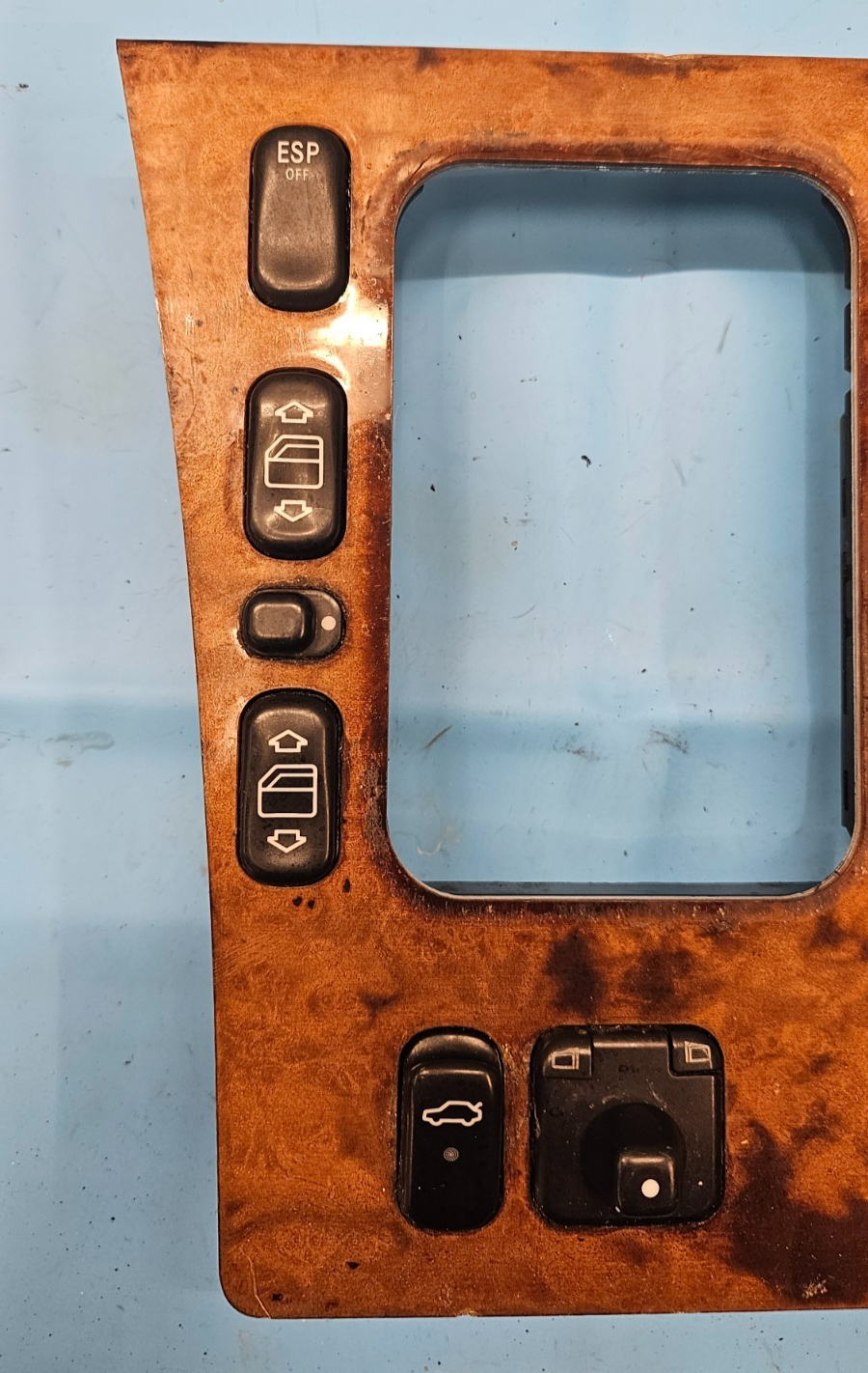 98-02 MERCEDES W210 C280 E55 C43 CENTER CONSOLE MASTER WINDOW SWITCH PANEL WOOD