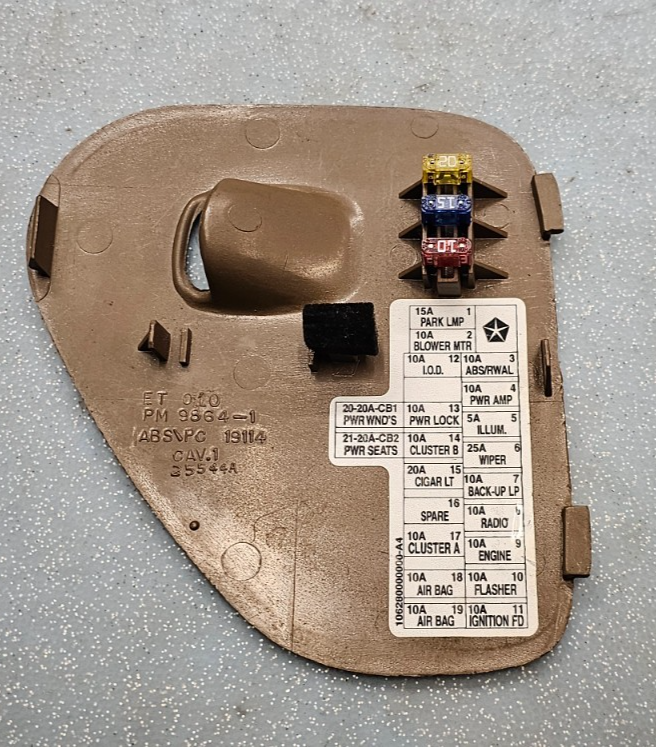 🔥98-01 Dodge RAM Fuse Box Access Door Cover Lid Cap TAN OEM