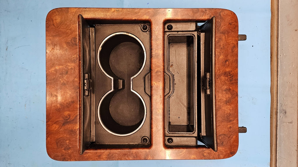 03-06 Silverado Sierra Center Console Cup Drink Holder Storage Lower Bezel WOOD