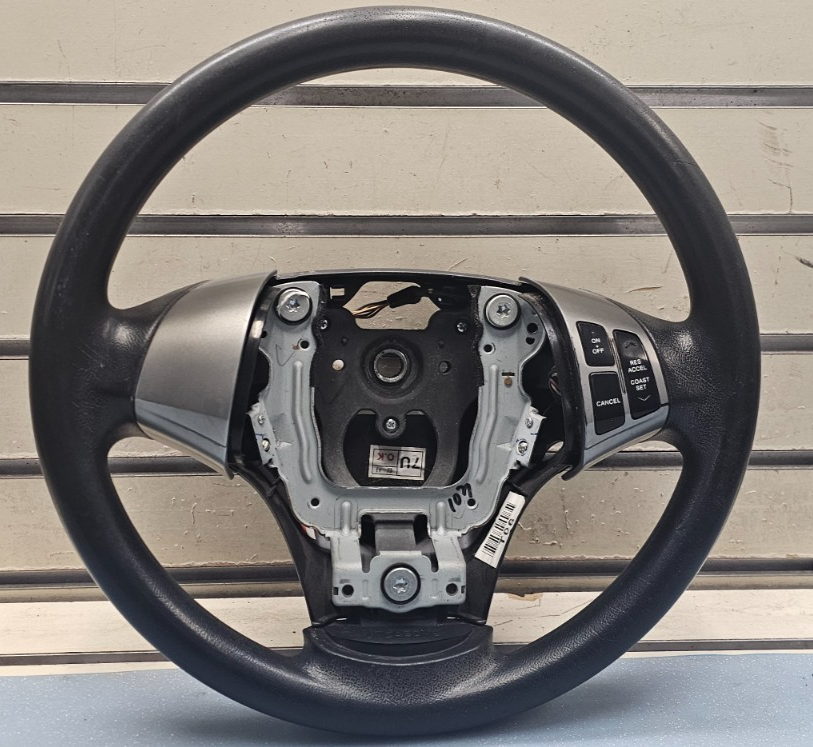 07-09 Elantra Left Driver Steering Column Wheel 9P Cruise Control Leather Black