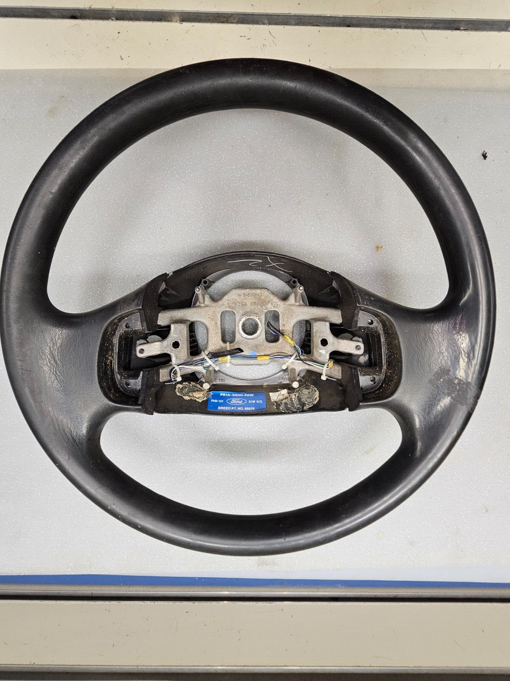 99-07 FORD F250 F350 SUPER DUTY PICKUP Steering Wheel Leather Column Shift Black