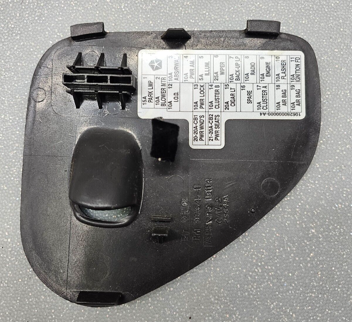 🔥98-01 Dodge RAM Fuse Box Access Door Cover Lid Cap DARK GRAY