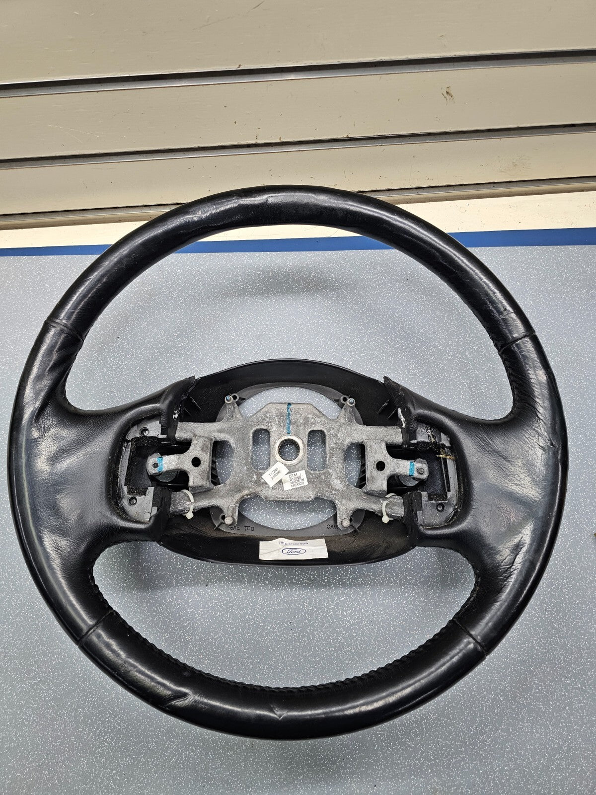 🔥1997-2003 Ford F-150 F-250 EXPEDITION Leather Steering Wheel Cruise Black OEM