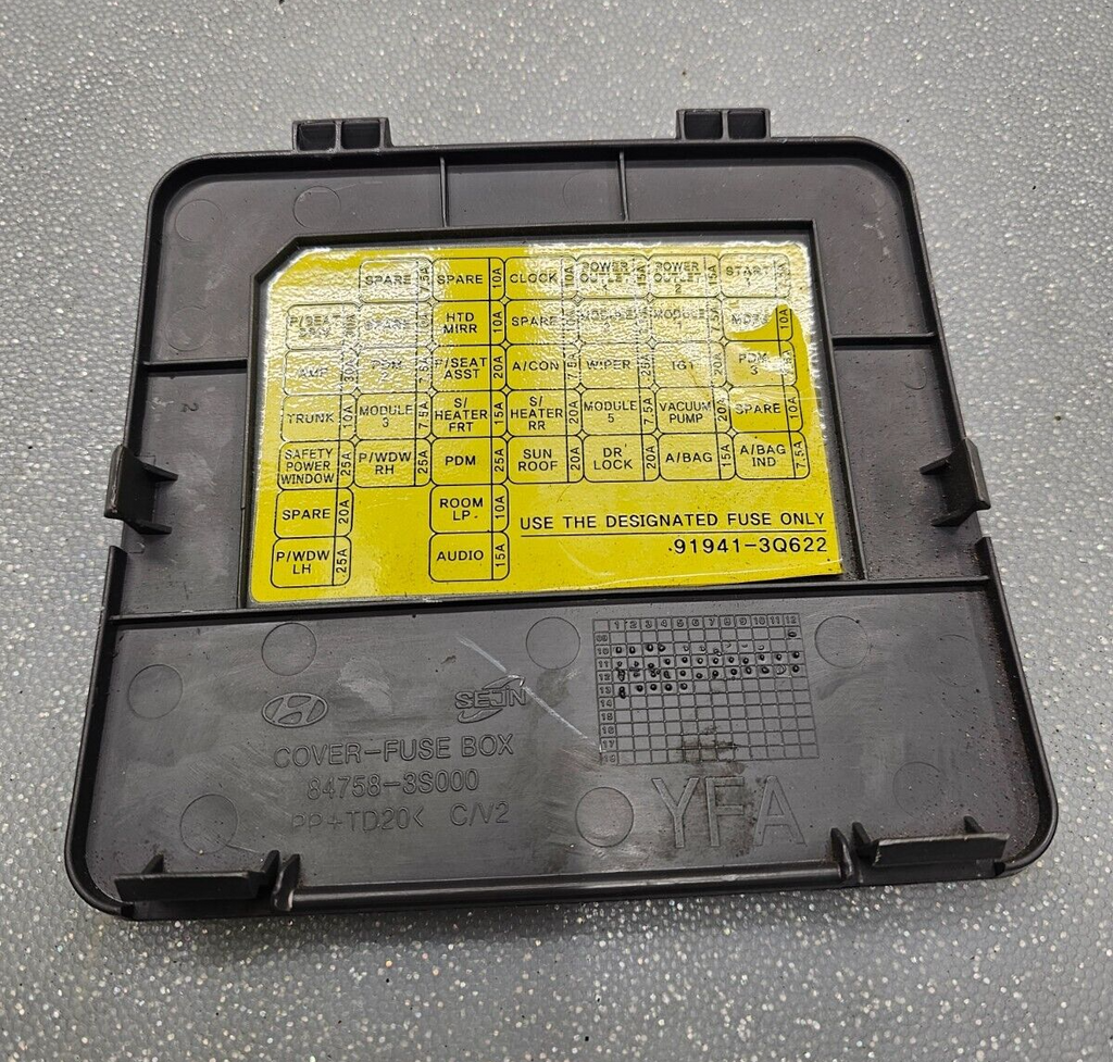 🔥2011 - 2013 Hyundai Sonata Cabin Fuse Box Cover Gray (OEM)