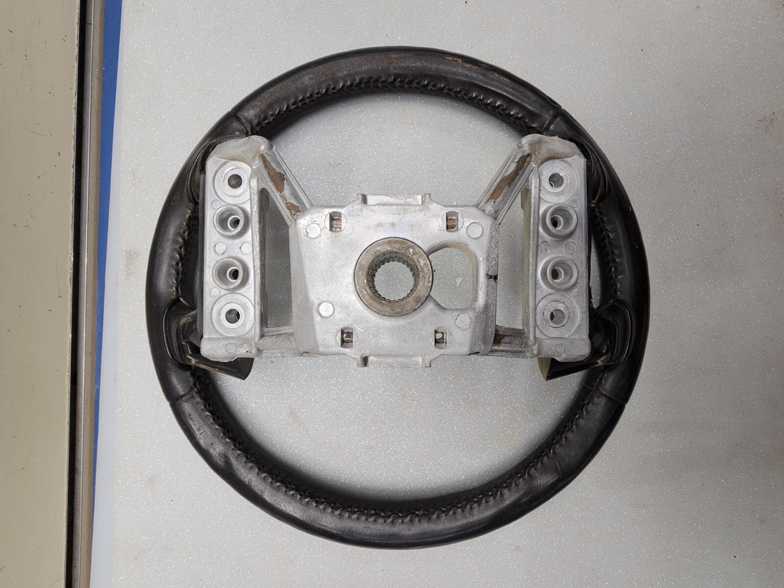 🔥1992-1996 FORD Bronco F150 F250 F350 Leather Steering Wheel w/Cruise Black