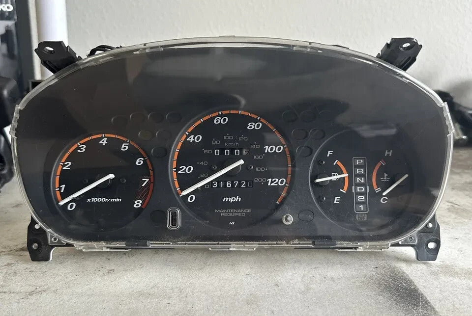 🔥97-01 Honda CRV Dash Instrument Cluster Speedometer Gauge Odometer Trim Panel