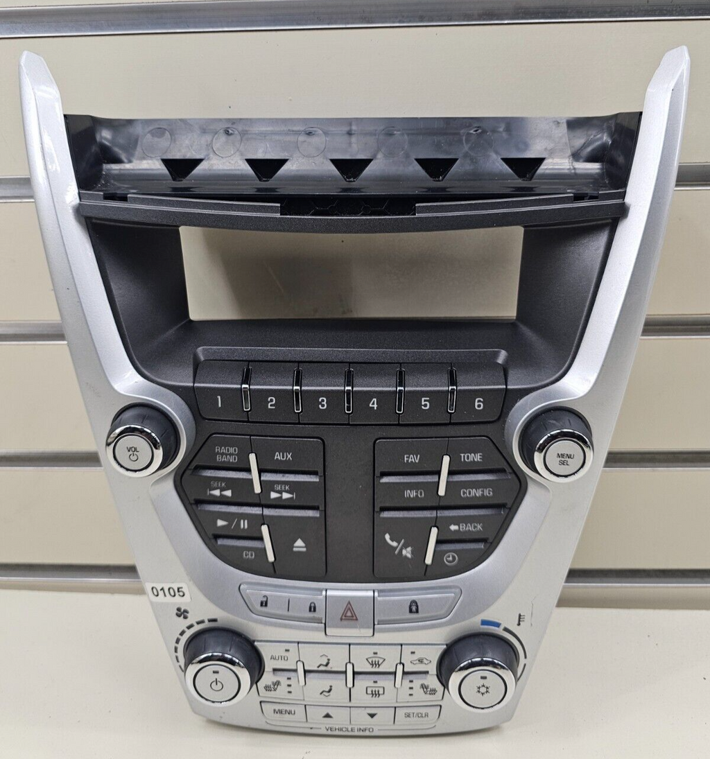 10-11 Equinox Terrain AM FM Radio Stereo Climate Control Trim Panel Bezel SILVER