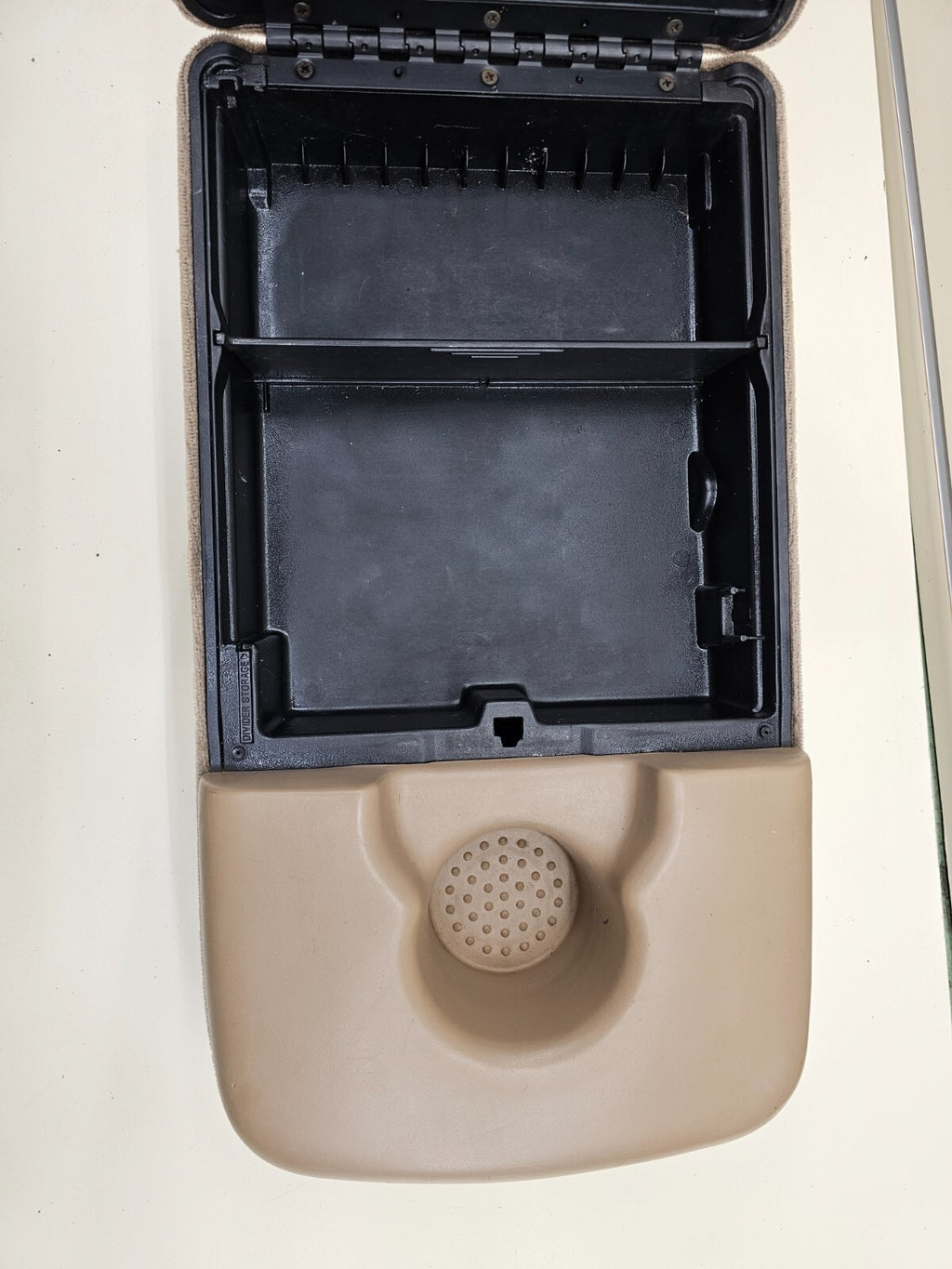 🔥97-03 F150 CENTER CONSOLE JUMP SEAT ARMREST 1 Cup Holder CLOTH/LEATHER Tan JS6