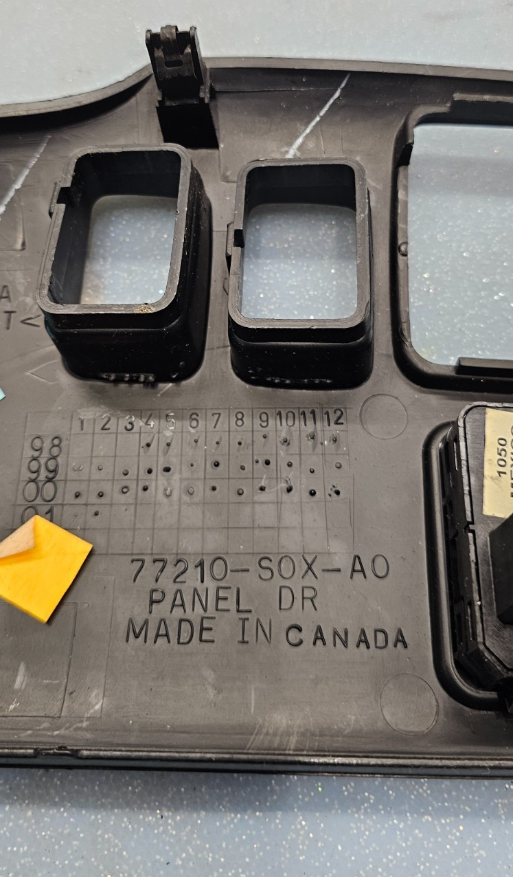 🔥99-04 HONDA ODYSSEY POWER MIRROR SLIDING DOOR SWITCH DASH PANEL BEZEL BLACK