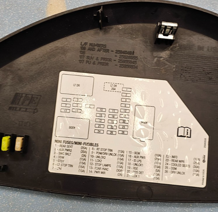 🔥2007-2012 TAHOE SUBURBAN YUKON DASH LEFT FUSE TRIM PANEL COVER BLACK OEM