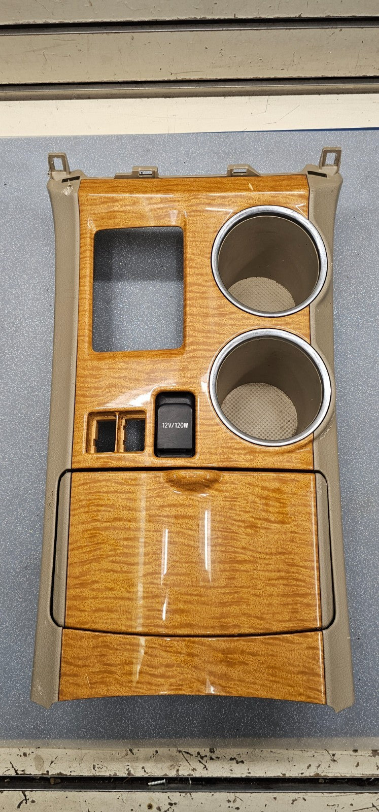 🔥08-10 HIGHLANDER FRONT CENTER SHIFTER BEZEL PANEL CUP DRINK HOLDER WOOD OEM