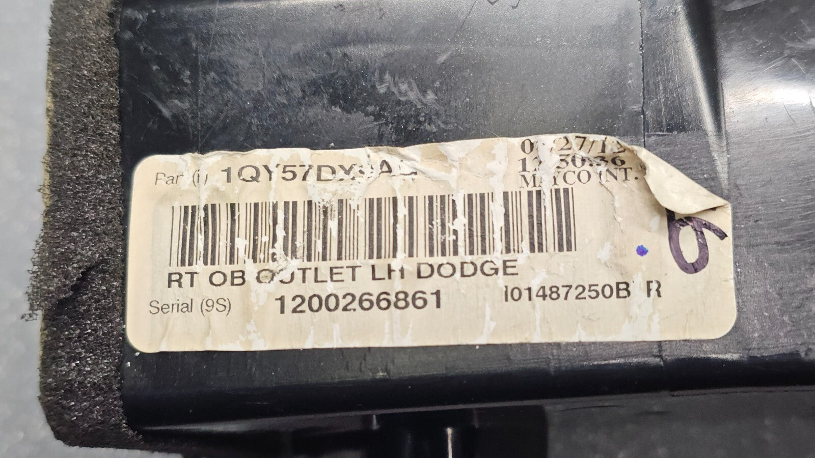 11-20 GRAND CARAVAN TOWN&COUNTRY DASH LEFT DRIVER AC AIR VENT HEATER PANEL BLACK