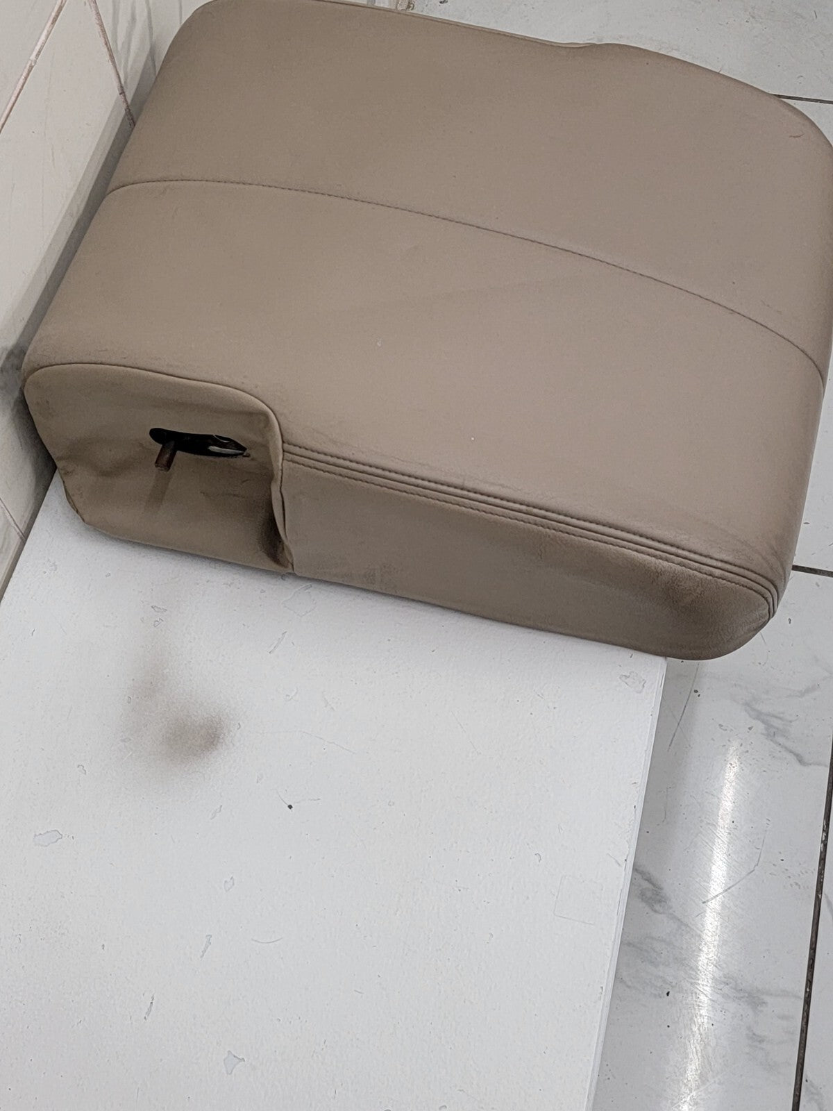 🔥99-10 Ford F250 F350 Center Console JUMP SEAT Storage Armrest LEATHER LTAN JS3