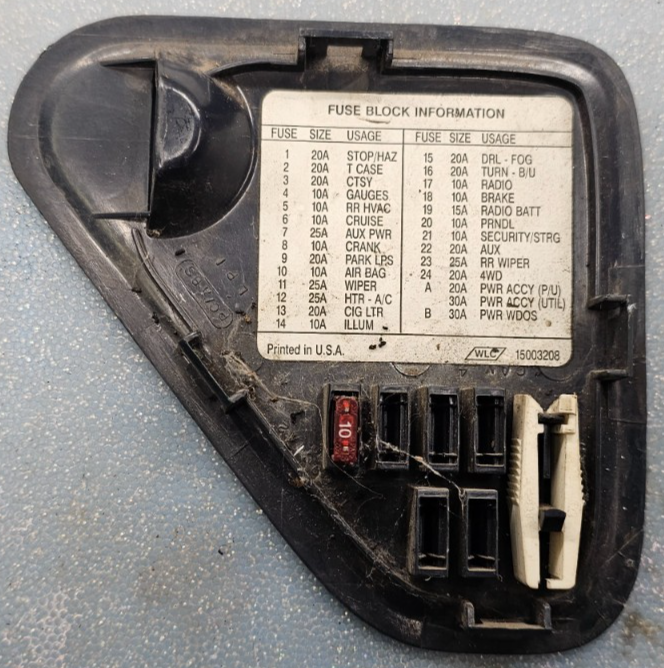 🔥95-99 Chevy GMC CK Tahoe Truck Dash Fuse Box Cover Lid Door Assembly Black