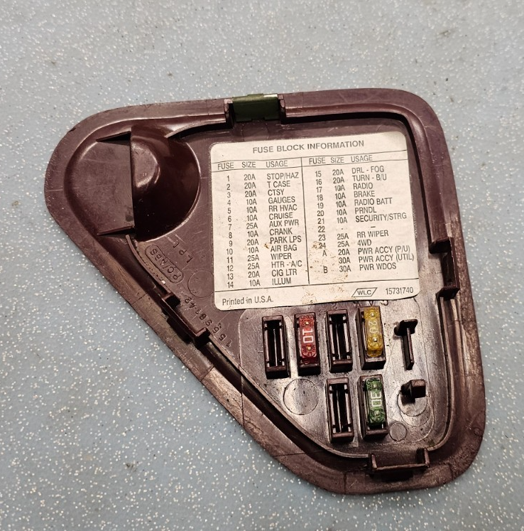 🔥95-99 Chevy GMC C/K 1500 Tahoe Truck Dash Fuse Box Cover Lid Assembly Maroon