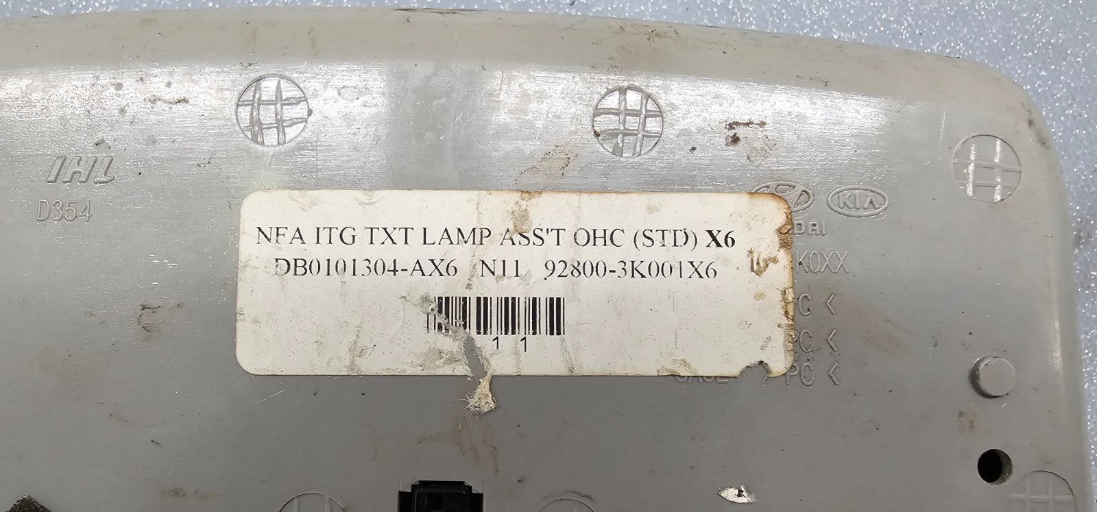 06-10 Hyundai Sonata Overhead Console Dome Map Light Lamp Storage Assembly Gray