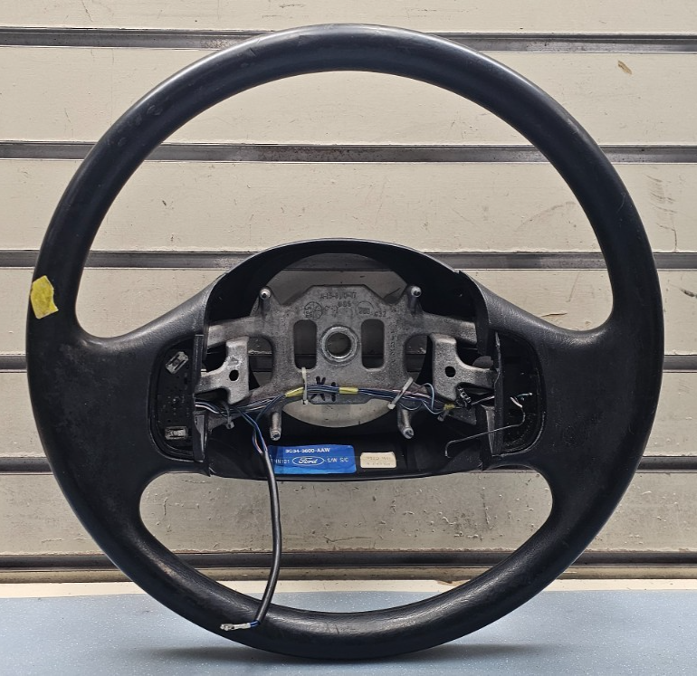 🔥97-03 Ford F150 F250 Expedition Leather Steering Wheel Cruise Cover Black OEM