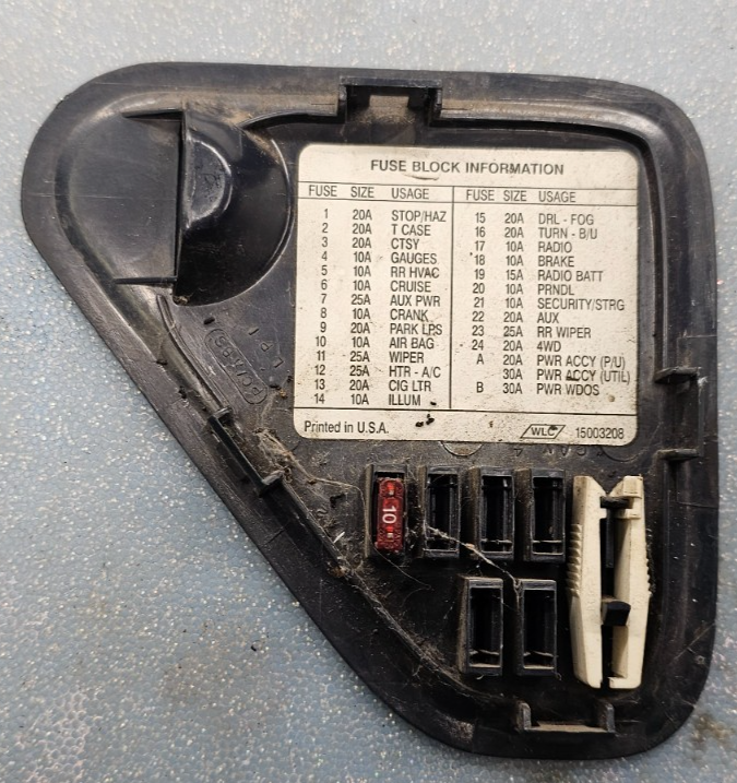 🔥95-99 Chevy GMC CK Tahoe Truck Dash Fuse Box Cover Lid Door Assembly Black