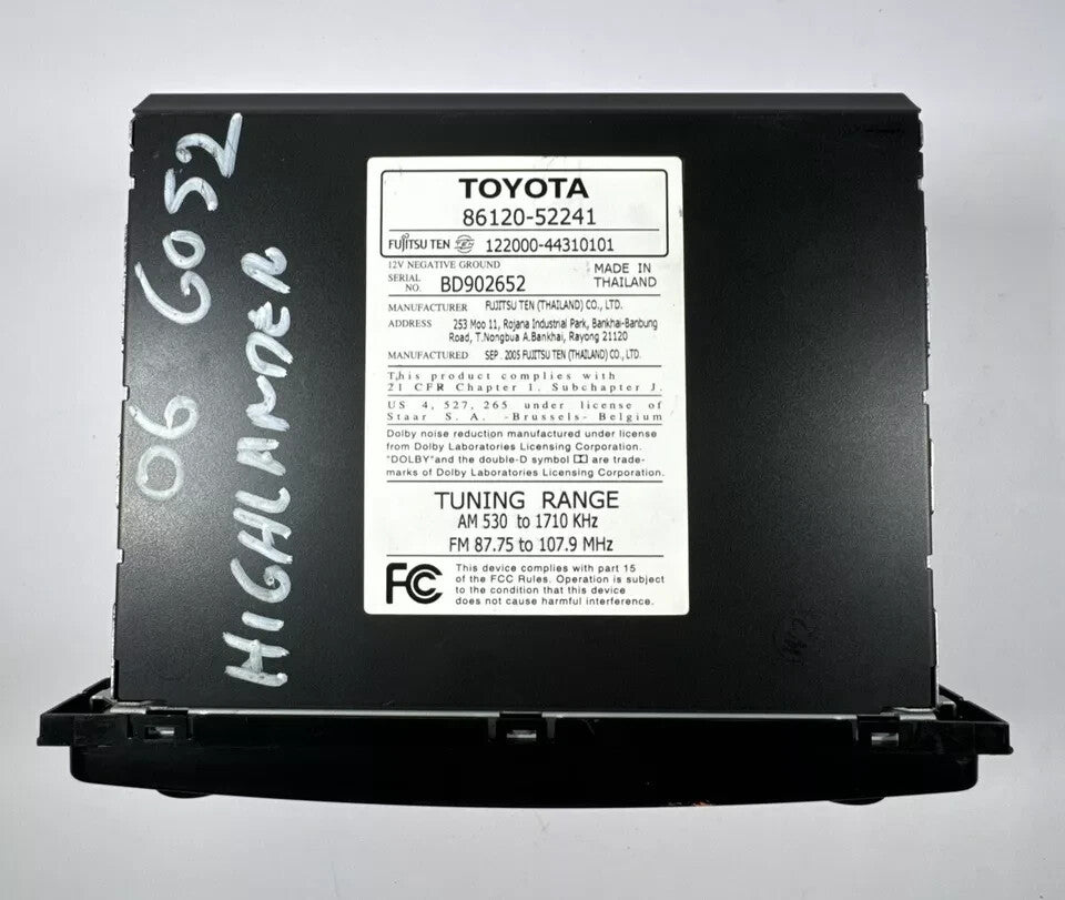 🔥04-07  Toyota Highlander Single CD Cassette Radio Receiver 86120-52241 OEM