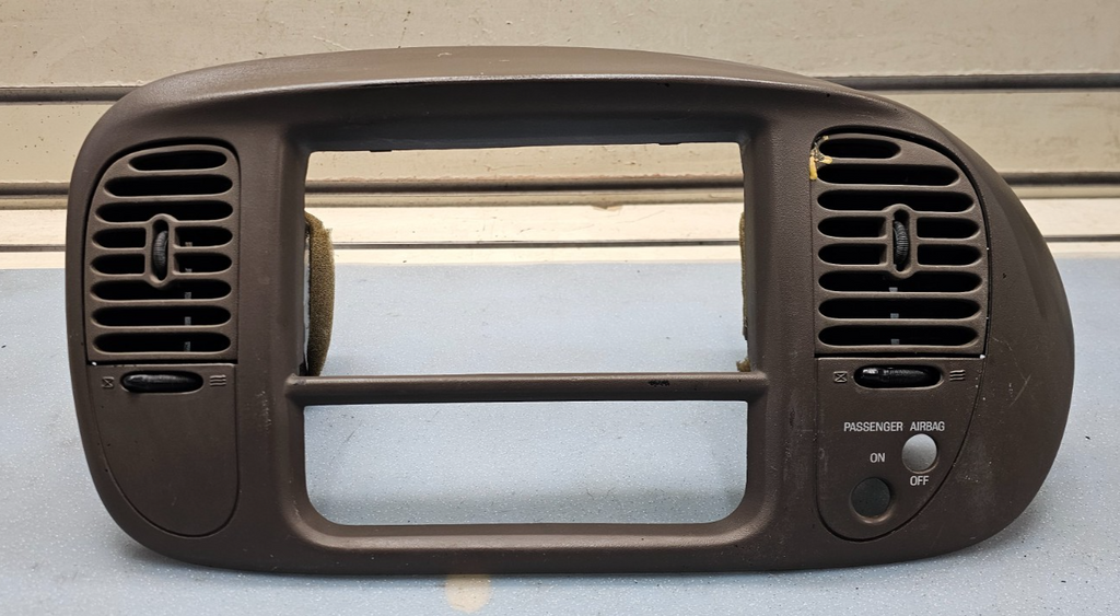 🔥97-03 Ford F150 Center Dash FM Radio Climate Trim Stereo BEZEL Panel DK TAN B1
