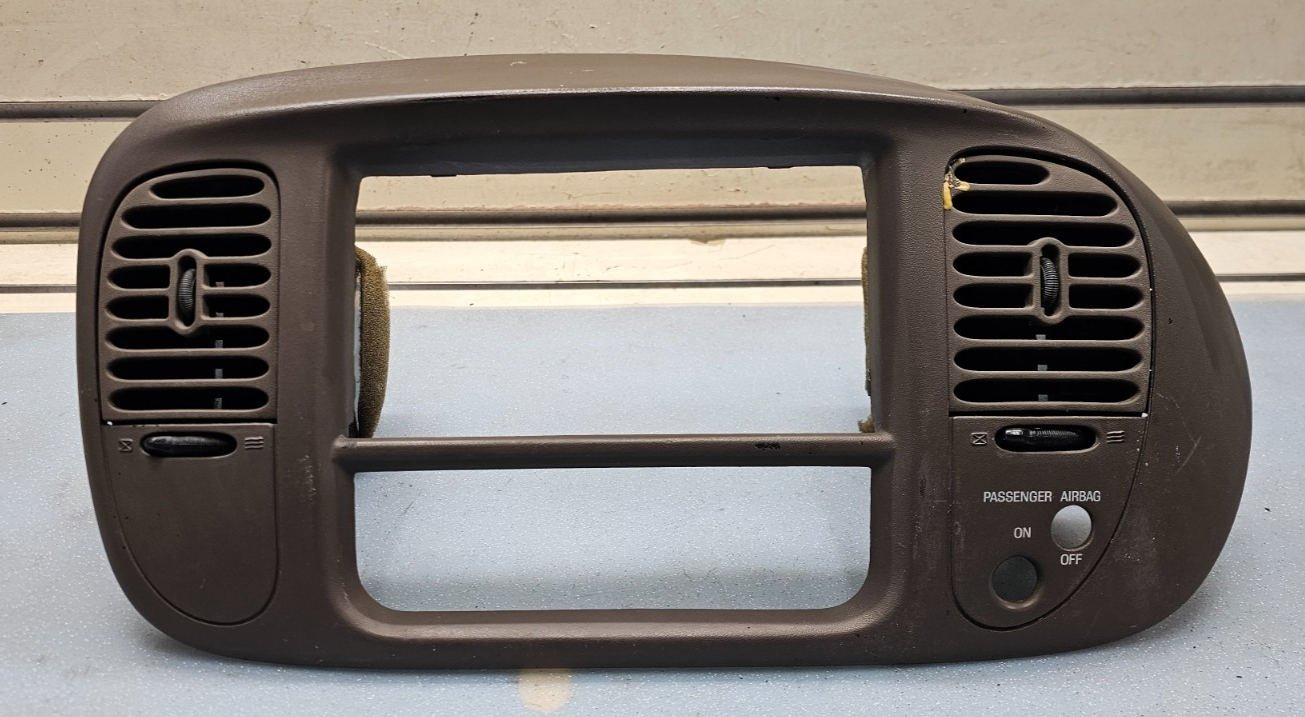 🔥97-03 Ford F150 Center Dash FM Radio Climate Trim Stereo BEZEL Panel DK TAN B1