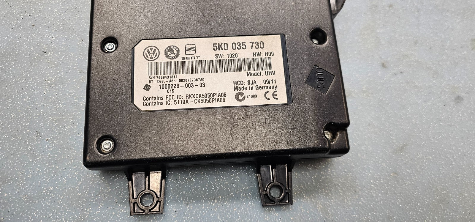 11-14 VOLKSWAGEN JETTA BLUETOOTH INTERFACE COMMUNICATION CONTROL MODULE UNIT OEM