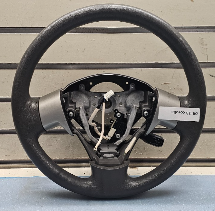 🔥09-13 TOYOTA MATRIX COROLLA FRONT STEERING COLUMN WHEEL ASSEMBLY BLACK LEATHE