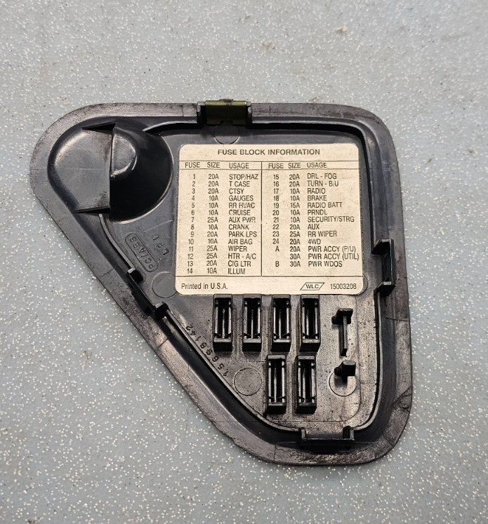 🔥95-99 Chevy GMC CK Tahoe Truck Dash Fuse Box Cover Lid Door Assembly Black