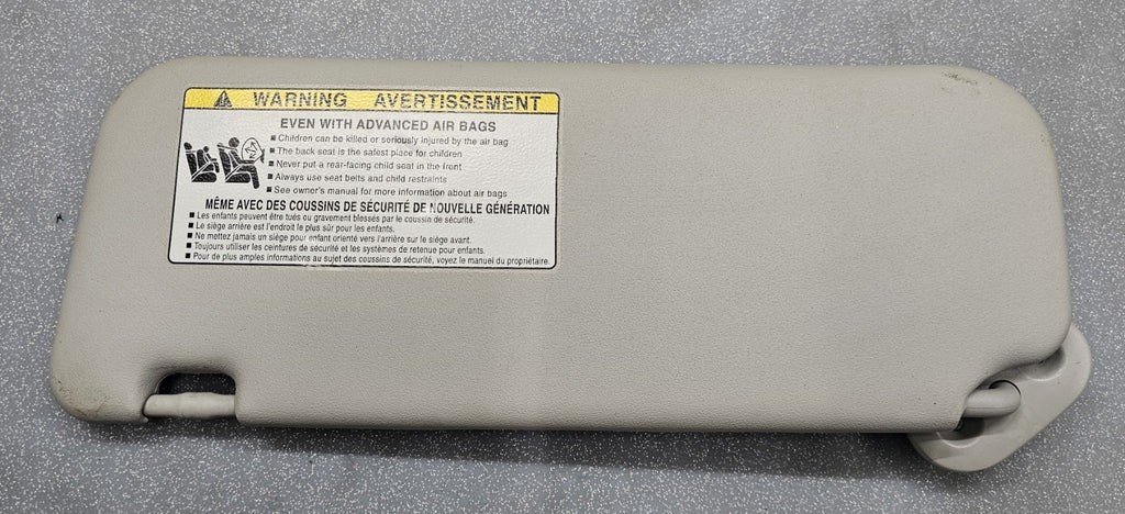 03-08 Toyota Corolla Matrix Passenger Right Side Sun Visor Gray Vinyl/TC