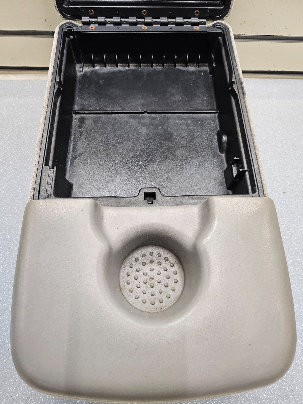 🔥97-03 Ford F150 Center Console JUMP SEAT Cloth/Leather Cup Holder LT GRAY JS6