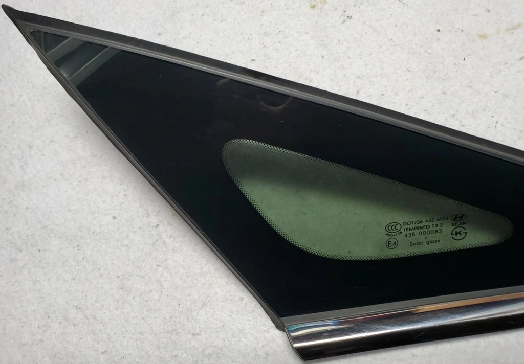 🔥11-14 Hyundai Sonata LEFT Driver Quarter Glass w/ Chrome Strip OEM