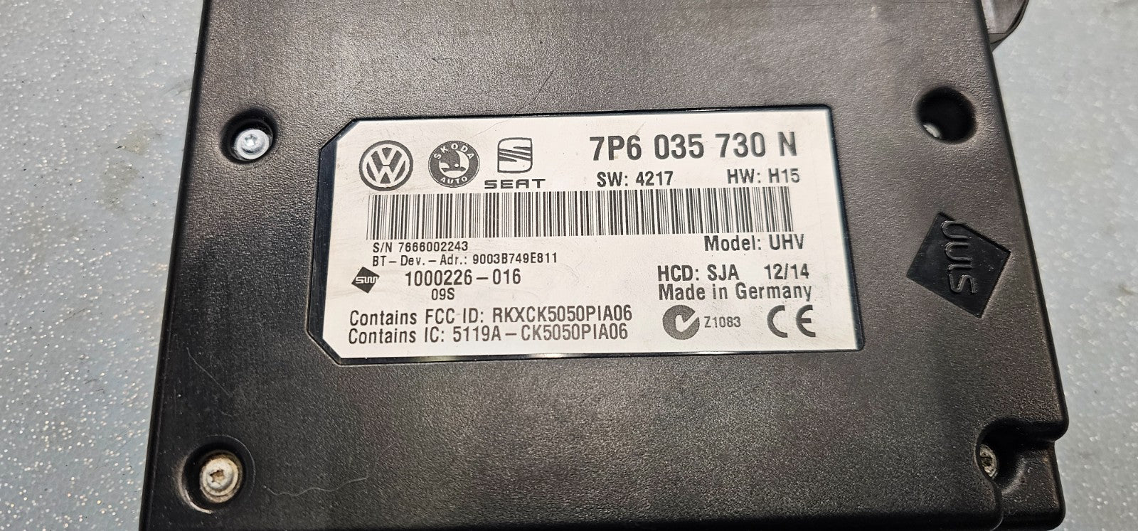 11-14 VOLKSWAGEN JETTA BLUETOOTH INTERFACE COMMUNICATION CONTROL MODULE UNIT OEM