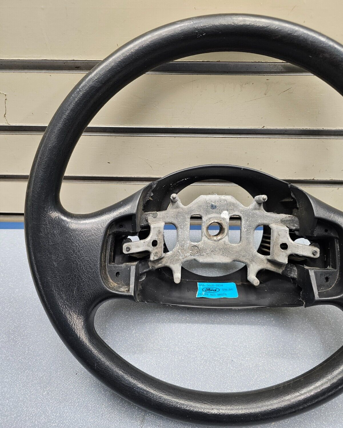 🔥97-03 Ford F150 F250 Expedition Leather Steering Wheel Cruise Cover Black OEM