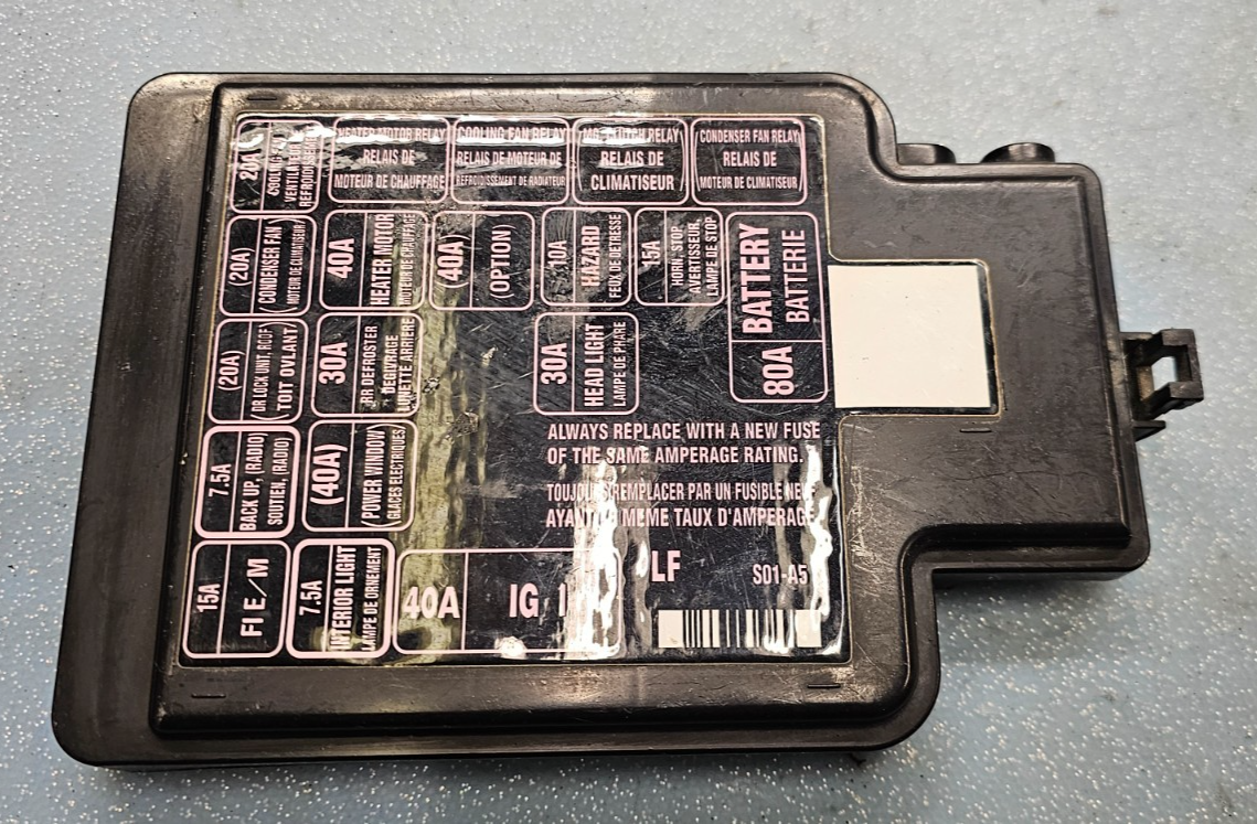 🔥1997-2001 Honda CR-V Under the Hood Fuse Relay Box Lid Cover Black OEM