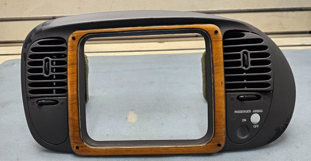 🔥97-03 Ford F150 Dash FM Radio Climate Trim Stereo BEZEL Panel Wood/Gray B1