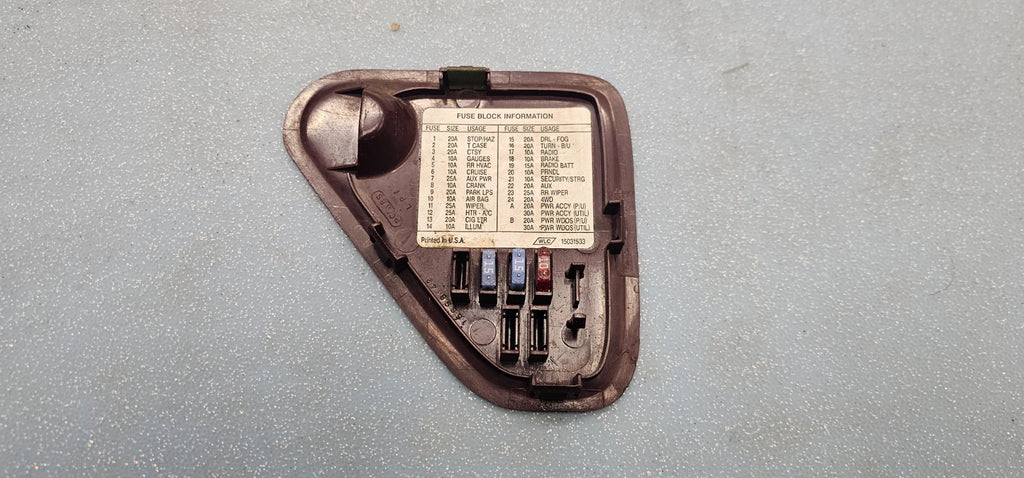 🔥95-99 Chevy GMC C/K 1500 Tahoe Truck Dash Fuse Box Cover Lid Assembly Maroon